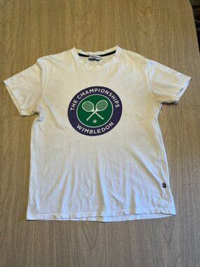 Vintage 100 % Cotton Tee Wimbledon The Championships Logo Mens Size Large